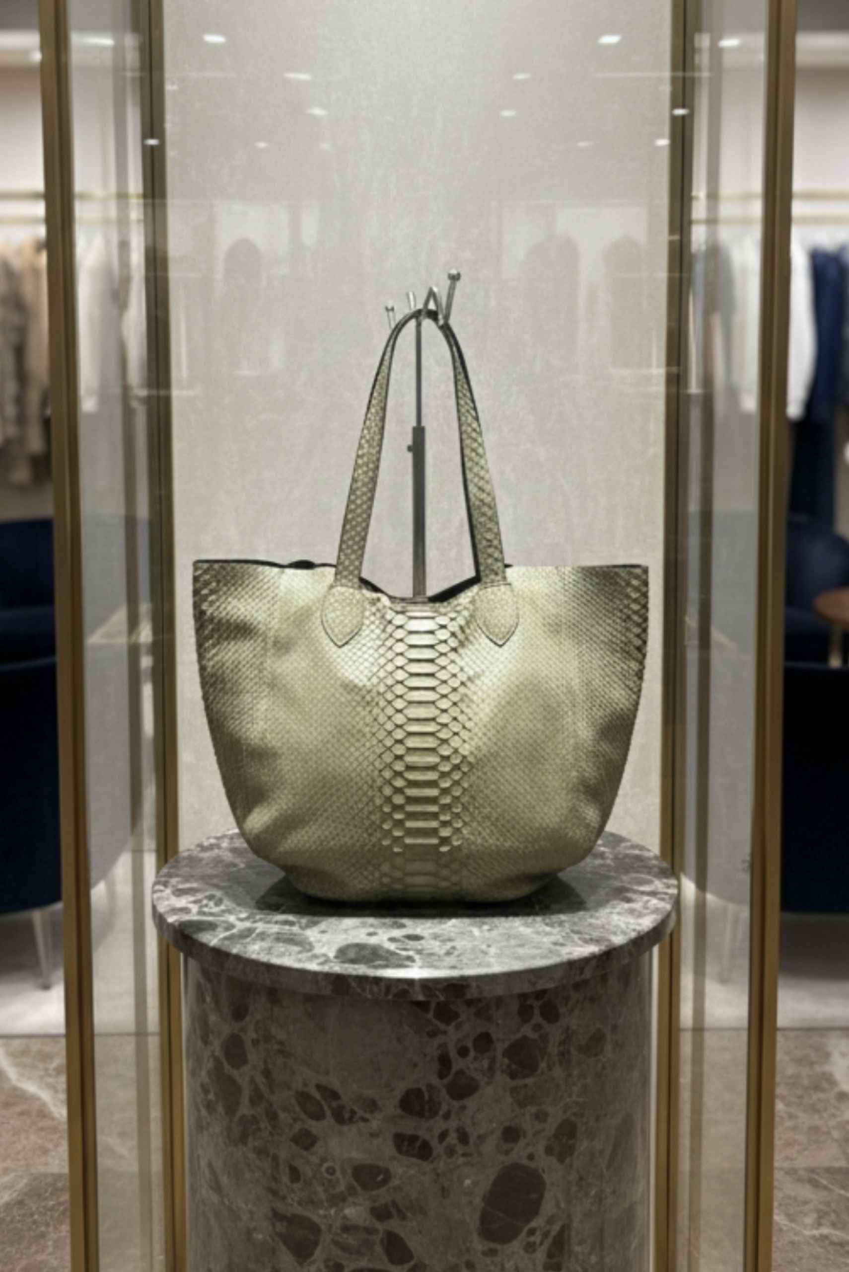 luxury leather bags in Istanbul handcrafted python leather tote bag by Koç